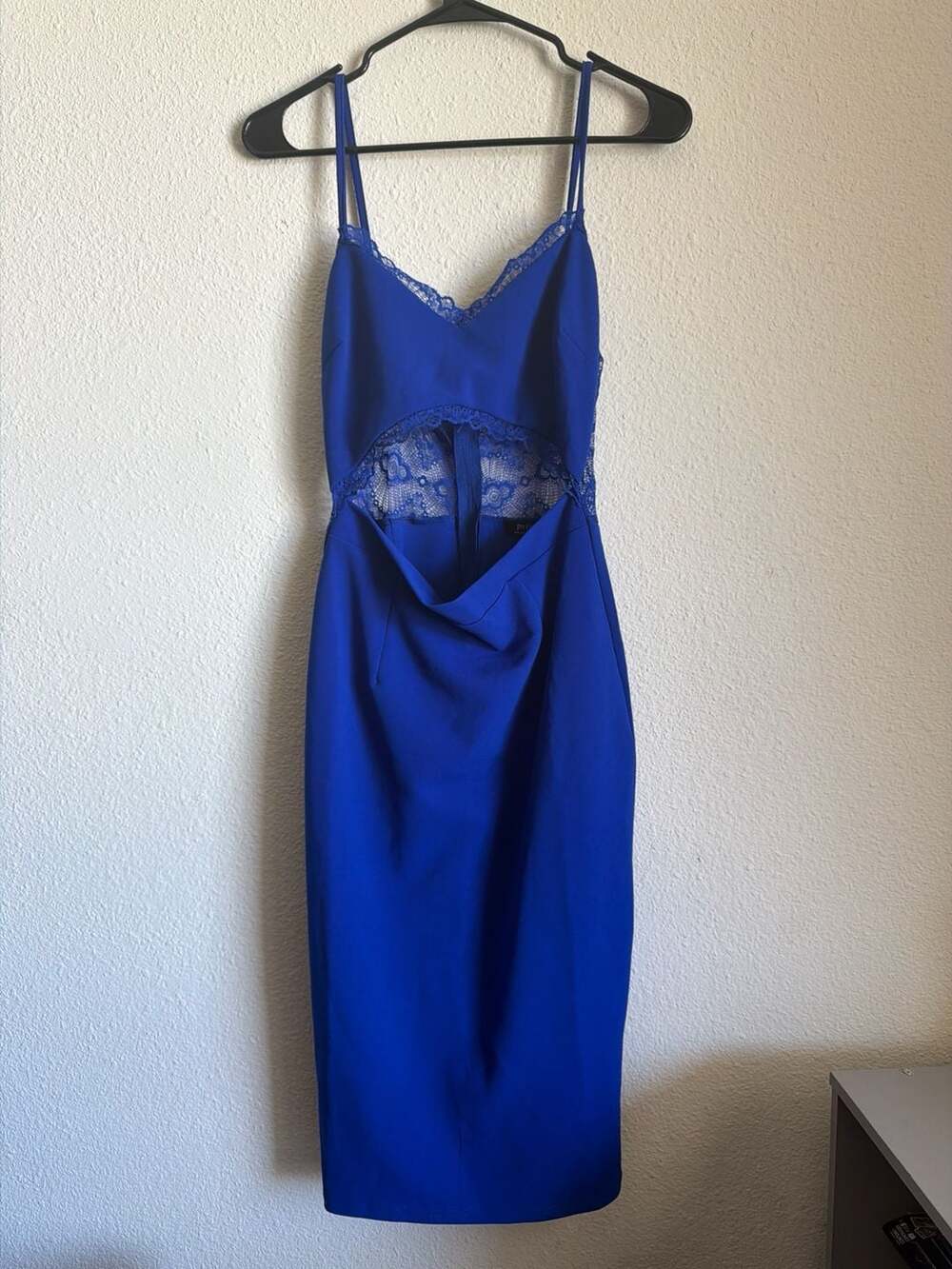 Privy Royal Blue Lace Trim Cutout Midi Dress Size L